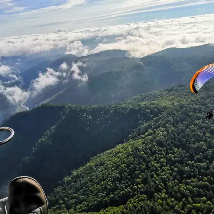 Полет над Манской петлей на мотопараплане