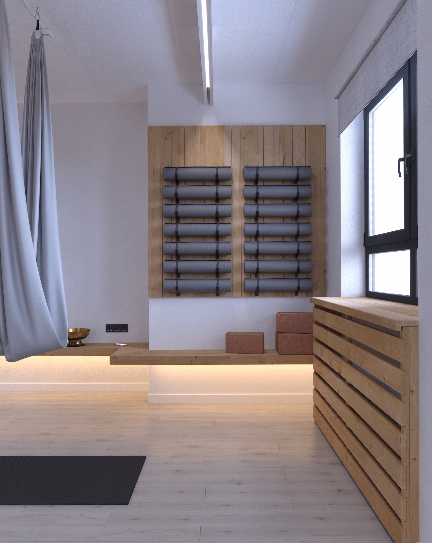 Занятие по йоге в гамаках