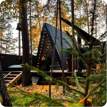 Отдых для компании в А-фрейм домике