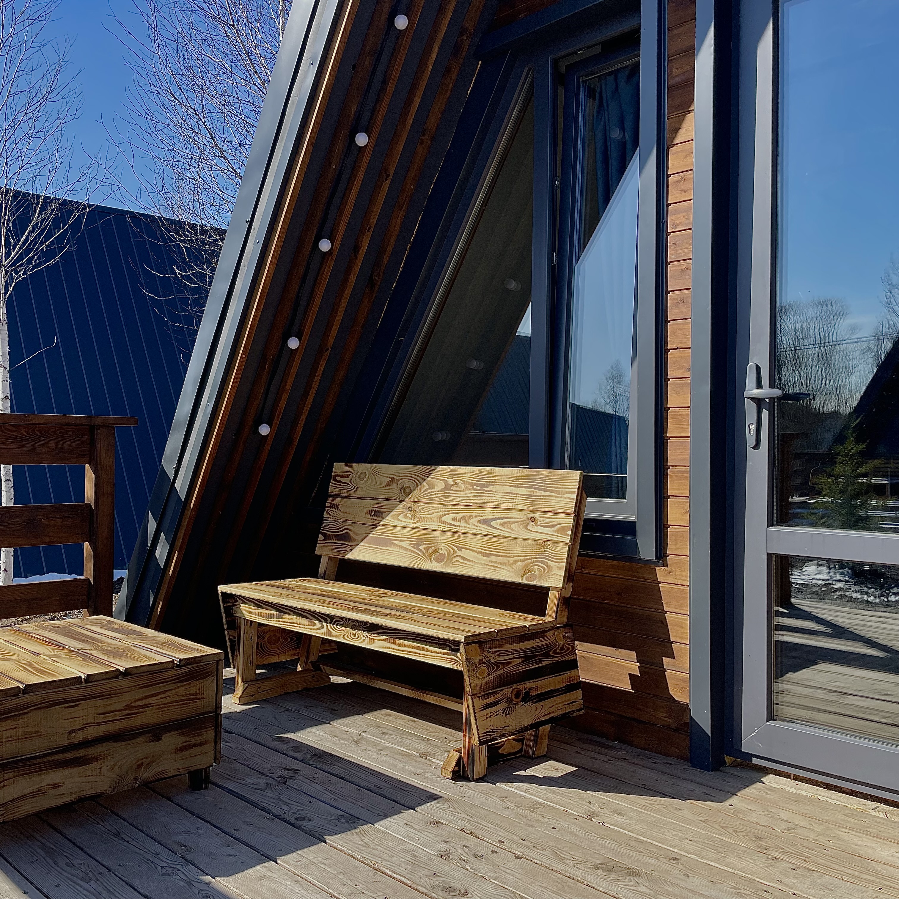 Отдых для компании в А-фрейм домике на берегу озера