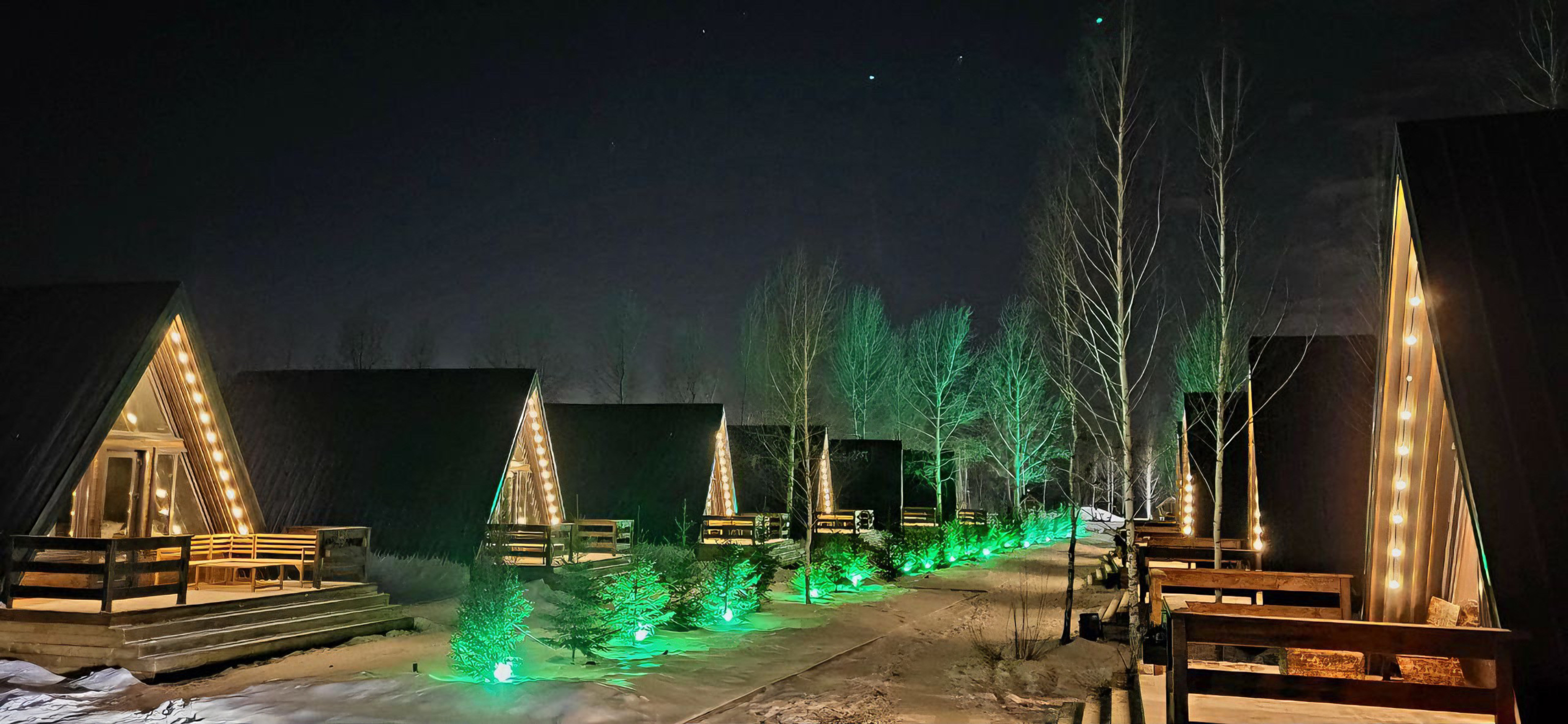 Отдых для компании в А-фрейм домике на берегу озера