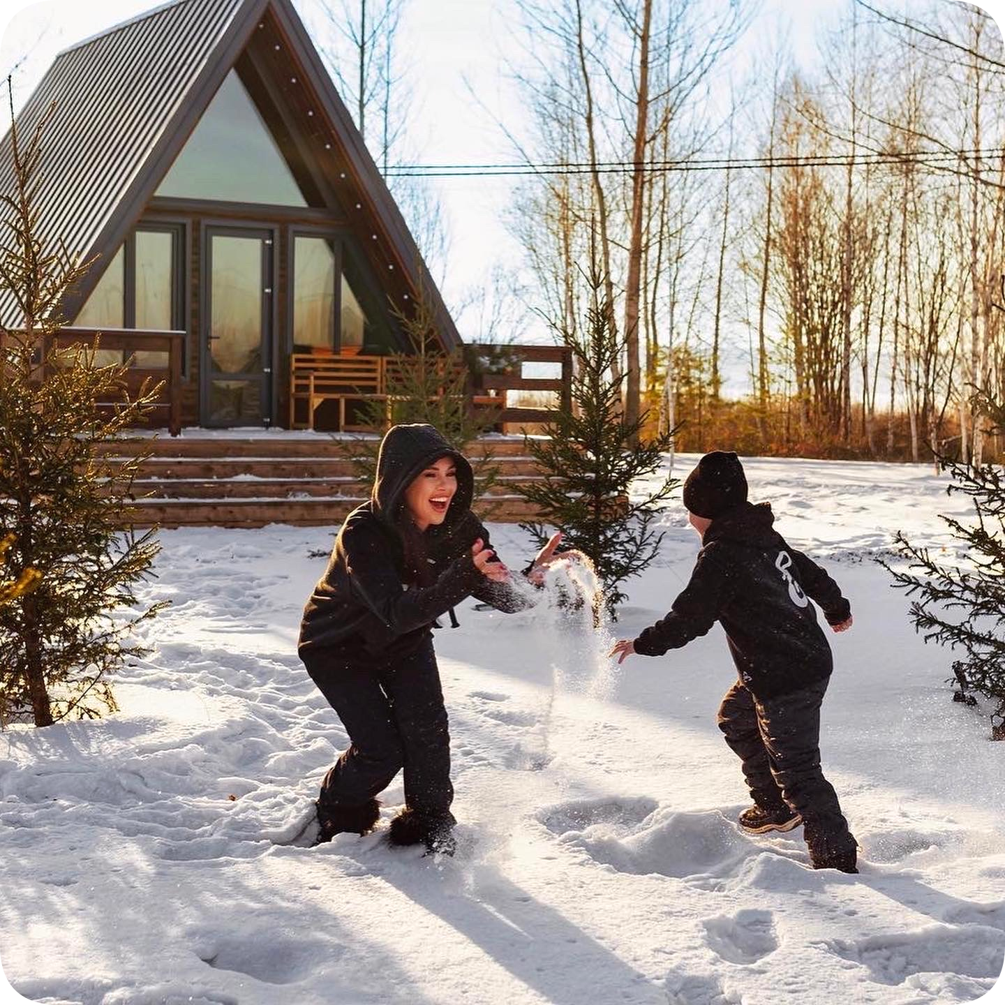 Отдых для компании в А-фрейм домике на берегу озера