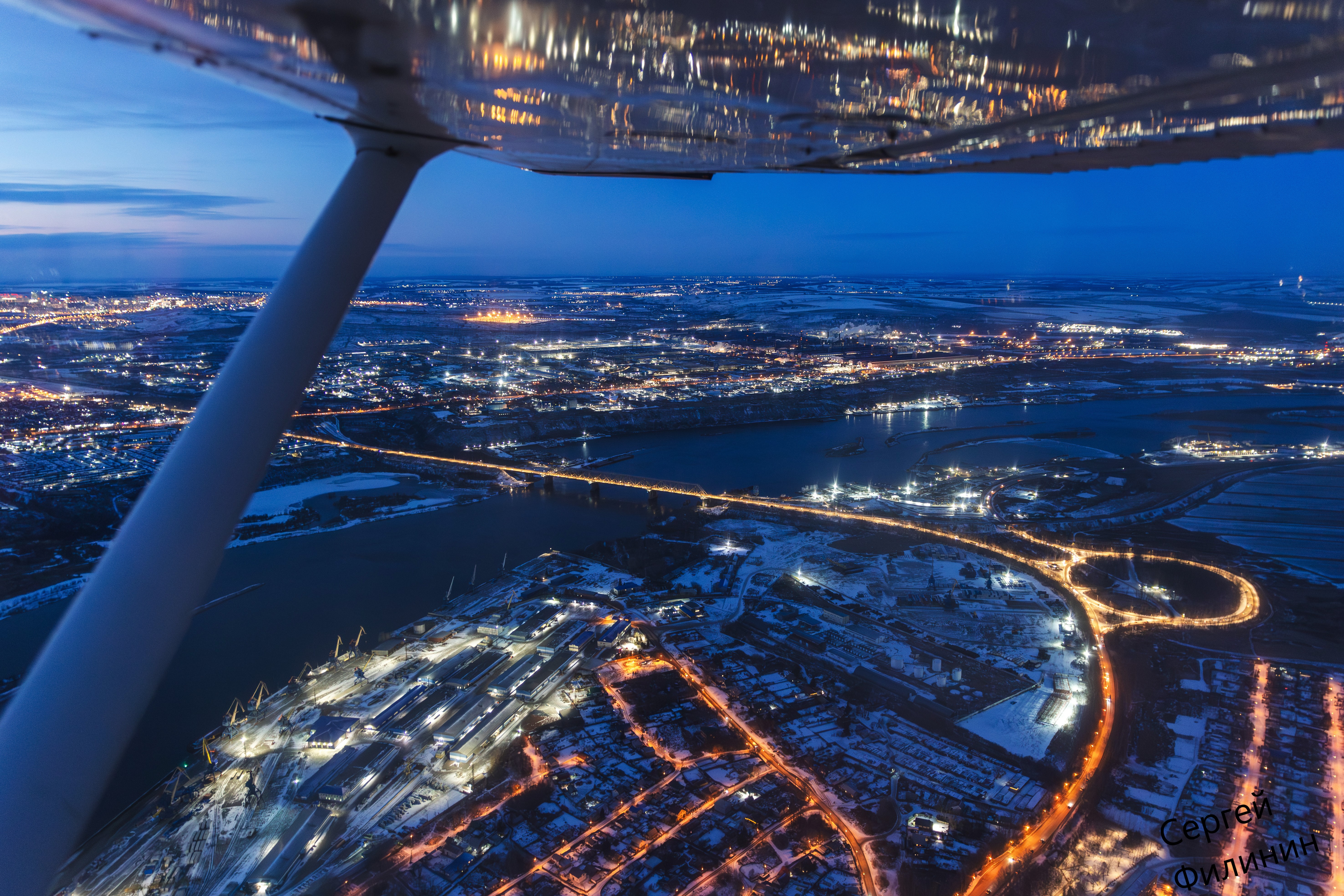 Ночной полет на самолете Cessna